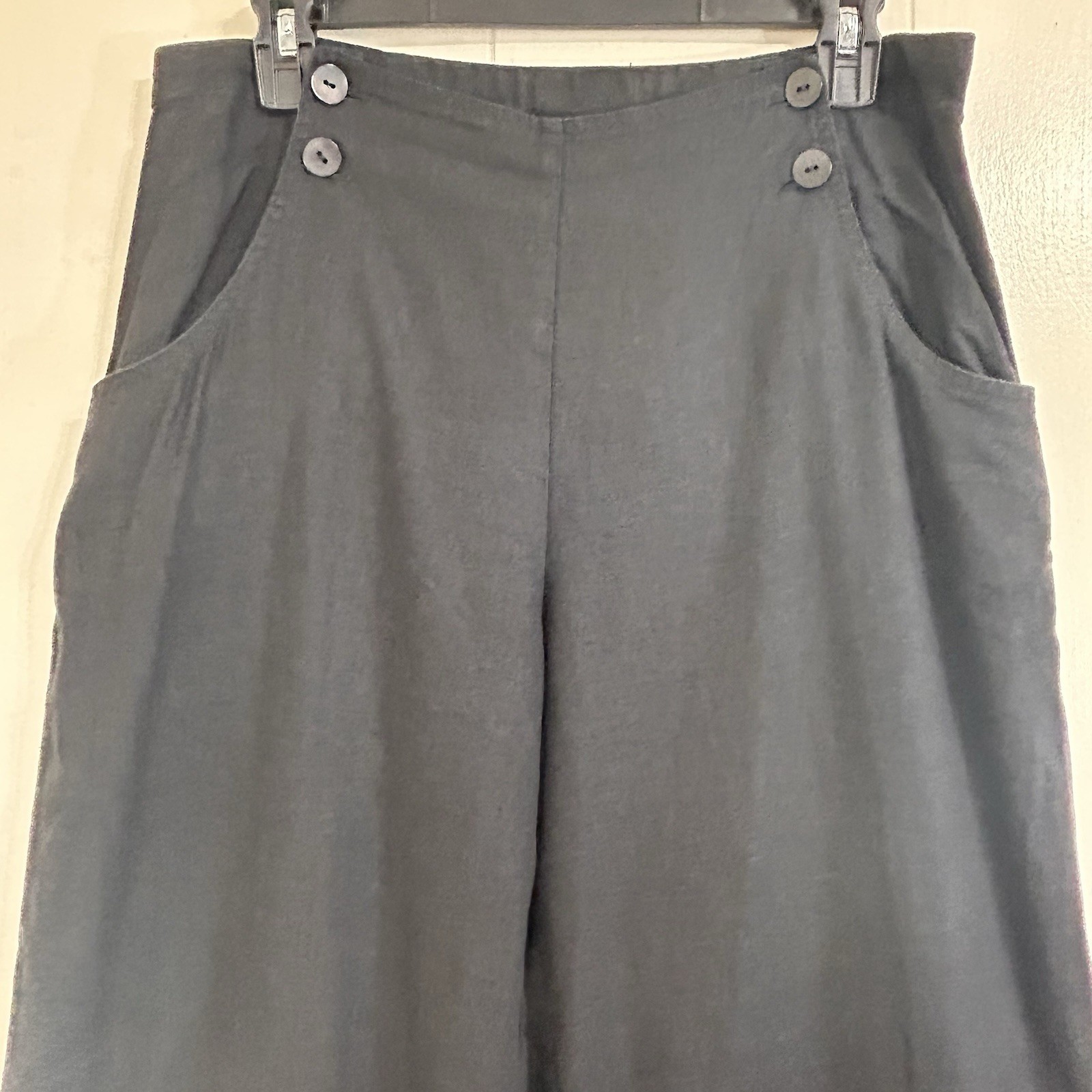 Basic Threads Black Linen Pants Size Medium Wide … - image 4