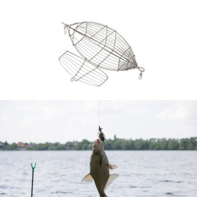 Stainless Steel Lure Cage Fishing Trap Basket Feeder Holder Fishing Baits Cage