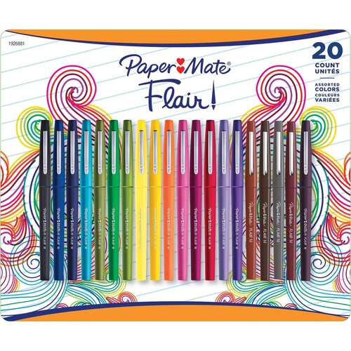 Paper Mate Flair Pens, Assorted Colors, 20 - Picture 1 of 3