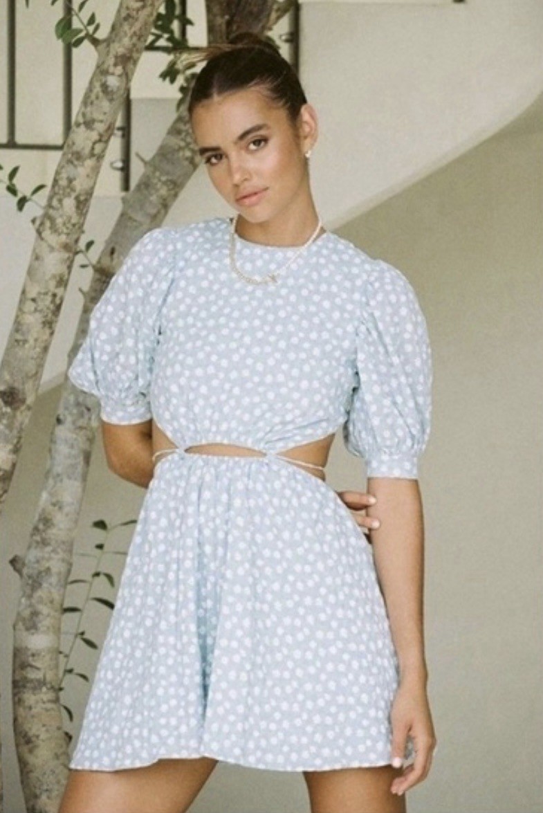 SABO Skirt Backless Octavia Dress Mini Blue Floral Size Small