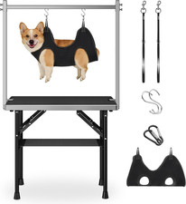 Dog Grooming Table with Arm, Hammock  Nooses, 30" H Foldable Heavy Duty Pet Gro