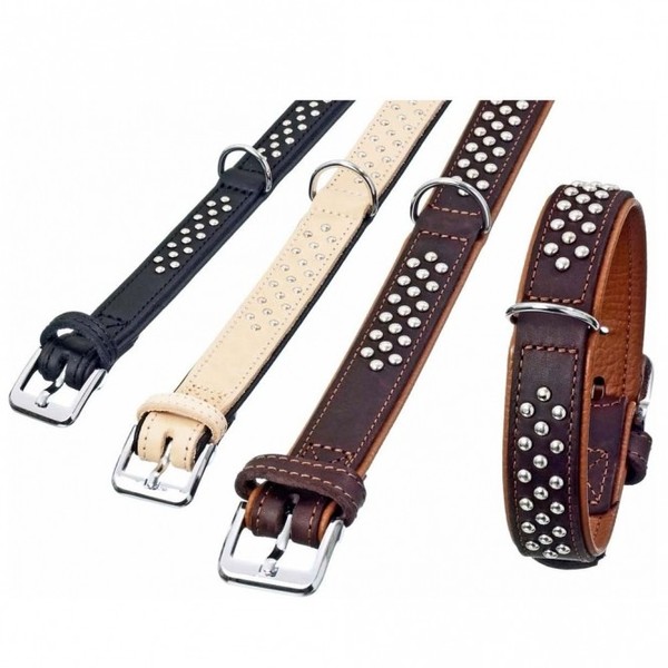 Karlie Rondo Halsband Unterlegt Mit Rundkopfnieten - Natur - 35Mm/57Cm-image