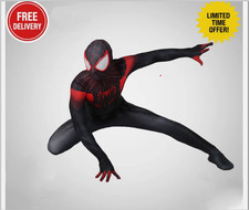 Spiderman Costume,Into the Spider Verse Miles Morales Spiderman Jumpsuit Kids C