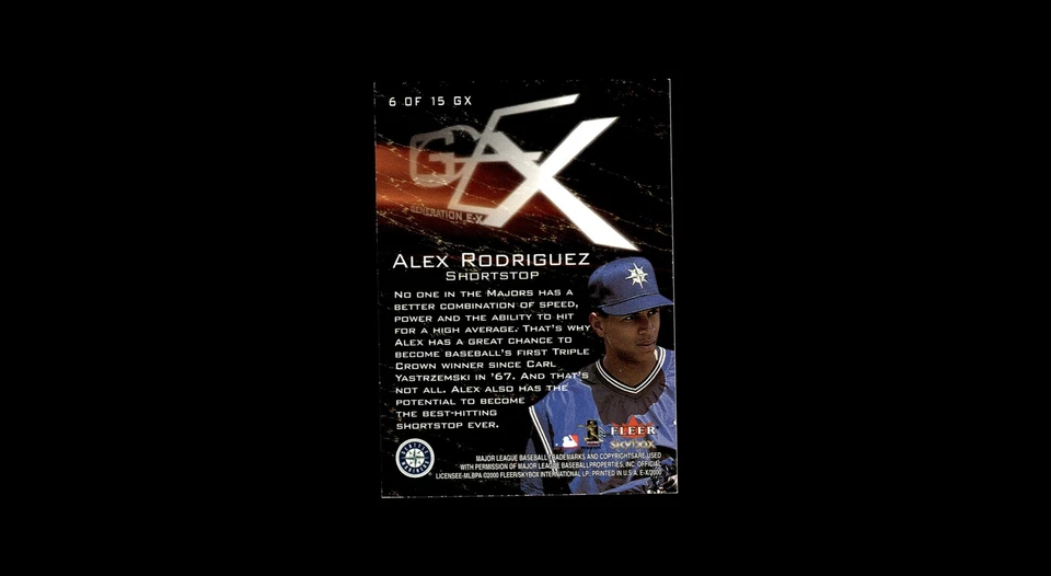 1999 SkyBox E-X GENERATION EX Alex Rodriguez Seattle Mariners #6 - Image 2 of 2