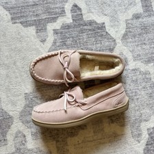 My Slippers MyPillow Pink Suede Faux Fur Lined Moccasin Slippers Women's Size 8