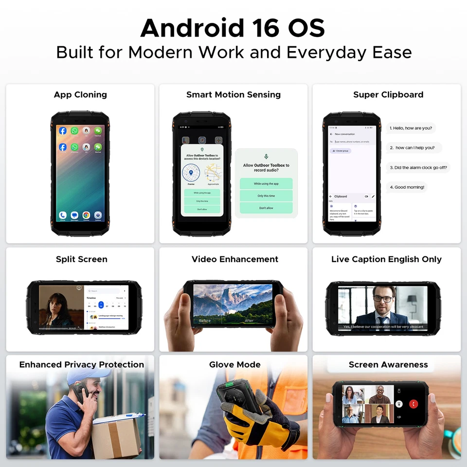 DOOGEE Fire 3 Android 15 Rugged Phone Unlocked 12GB+64GB 8350mAh 5.5" Smartphone - Image 3 of 4