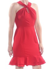 19 COOPER Womens Red Heather Sleeveless Grecian Neckline Cocktail Dress L