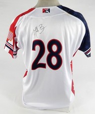 2019 Jupiter Hammerheads Micah Brown #28 Game Used Signed White Jersey July 4