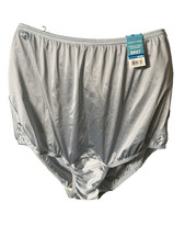 NWT Vanity Fair Brief Panty Sissy Granny Full Coverage Silky Shiny Blue Size 2X