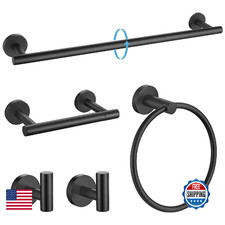 TURS Matte Black 5 Piece Bathroom Hardware Set, SUS304 Stainless Steel Bath Towe