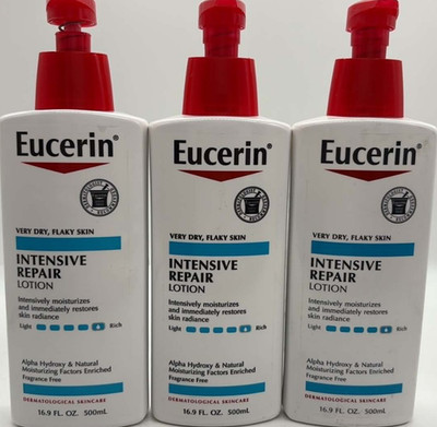3PK Eucerin Plus Intensive Repair Body Lotion ~ 16.9 OZ EACH~ FAST SHIP ~ READ