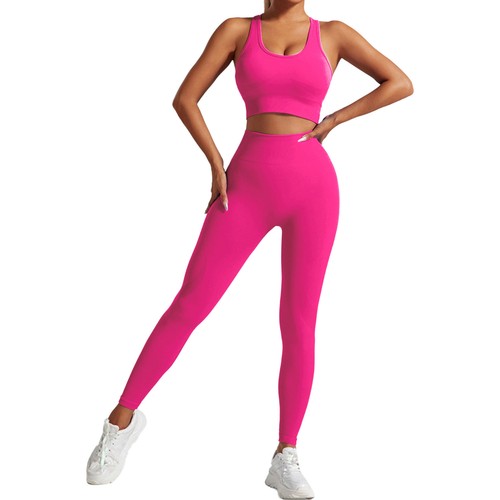 Damen Leggings Fitness Activewear Set Laufen Cropped Weste Sportbekleidung Training - Bild 31 von 47