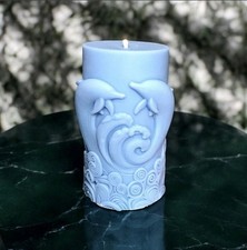 Blue Handmade Dolphin Candle, Coastal Decor, Sea Creature Candle, Beach Decor