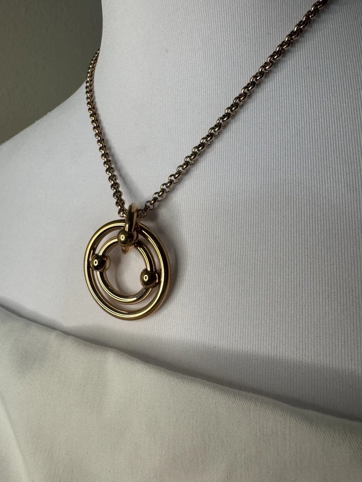 Colar Folli Follie feminino ouro rosa pingente circular novo sem etiquetas  - Imagem 2 de 4