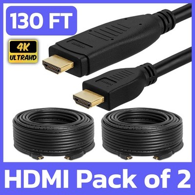 2 Pack 130 FT In-Wall HDMI Cable with/ Built-In Equalizer/Amplifier TV Projector