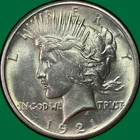 1921 Peace Dollar Brilliant Uncirculated BU Coin #42038