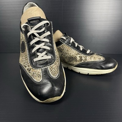 Mephisto Womens Sneakers Runoff Air-Jet Size 9.5 Leather Black/Snakeskin Print