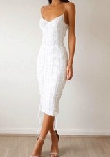 MISHA COLLECTION Jasper Side Lace up Midi Dress in white size 2