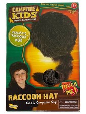 Campfire Kids Raccoon Hat, Campsite Coon Skin Cap with Realistic Faux Fur
