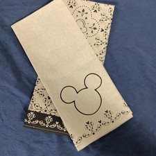 Disney Parks Exclusive Dish Towel Set Mickey Mouse Black And Tan Linen Cotton
