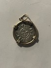 Genovese Silver Denaro Coin Pendant 1250-1550 AD mounted in gold setting — photo 1