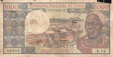 Congo / Congo - 1000 Francs - 1983 - P 3 - Fine VG