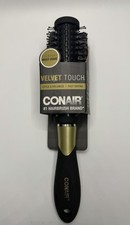 Conair Velvet Touch Round Brush Heat Retaining Black Gold 9" All Hair Types