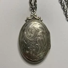 VINTAGE STERLING SILVER OVAL SHAPED LOCKET LARGE 18” BELCHER CHAIN 1 7/8 PENDANT