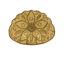 Beaded Gold Clutch Art Deco Style New Years Evening Bag 6”x 8” w 14” Chain Strap