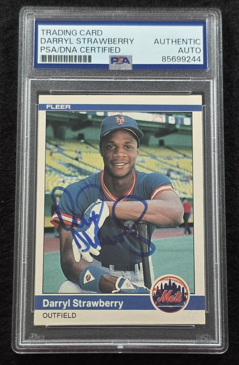1984 DARRYL STRAWBERRY Signed ROOKIE Fleer Baseball Card-NEW YORK