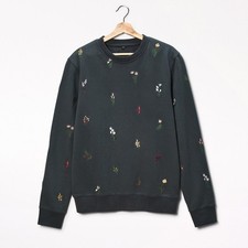 Floral Embroidered Crewneck Forest Green / S