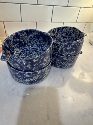 4 Bennington Potters Agate Blue Lugged Soup Bowls