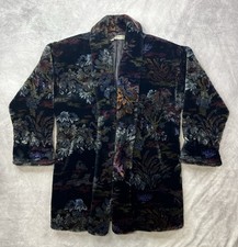 Vintage Donnybrook Floral Velvet Jacket Coat Womens Size Small Made In USA