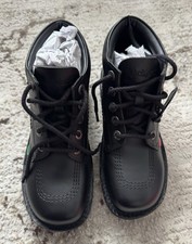 Image of Kickers Hi Core Kids Black Shoes School Shoes Size 5/38