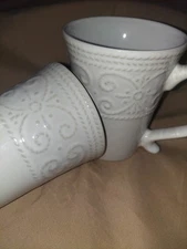 Elama Stoneware Cups, White (In Box,  2)