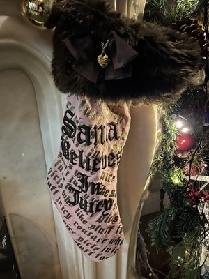 Juicy Couture Weihnachtsstrumpf, neu, rosa Velour, Y2K Vintage, flauschiges Fell selten
