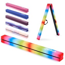 Rainbow 8 ft Folding Gymnastics Balance Beam, Water-Resistant Suede  High De...