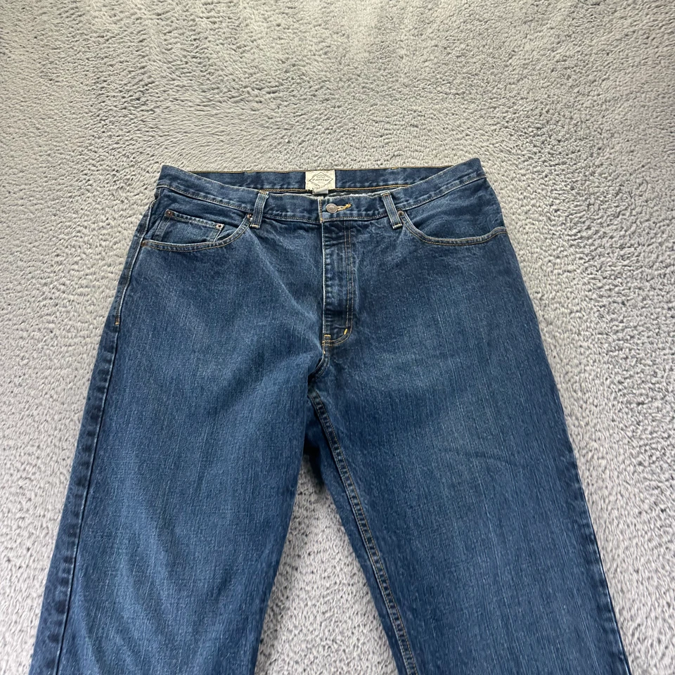 Pantalones de mezclilla St. John's Bay para hombre 38x31 azul algodón pierna recta ropa de trabajo descolorida Foto 2 de 4