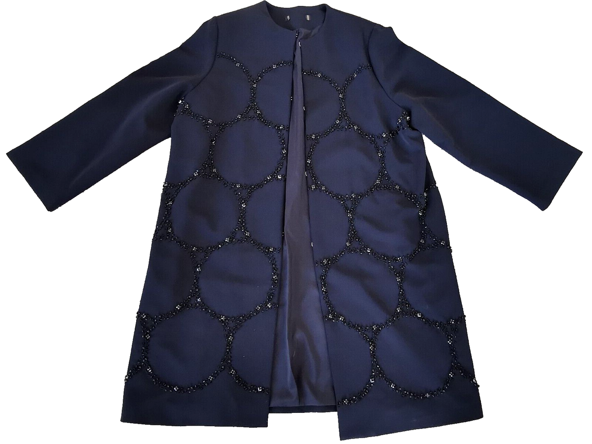 🌟MARINA RINALDI Embellished Duster Coat MR 25-Usa 16W_ It54_ De46_ Uk20