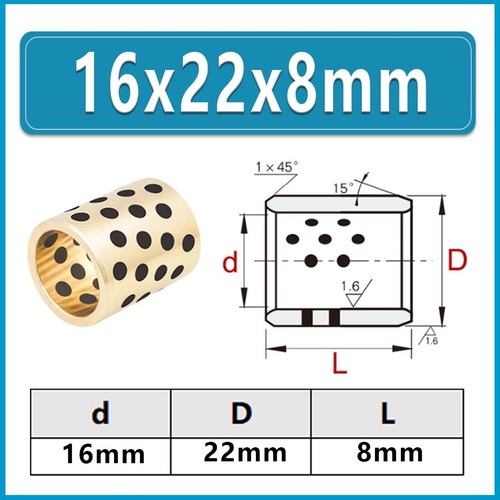 ID 16mm-25mm JDB Oilless Graphite Lubricating Brass Bearing Bushing Sleeve Shaft - 第 33/266 張圖片