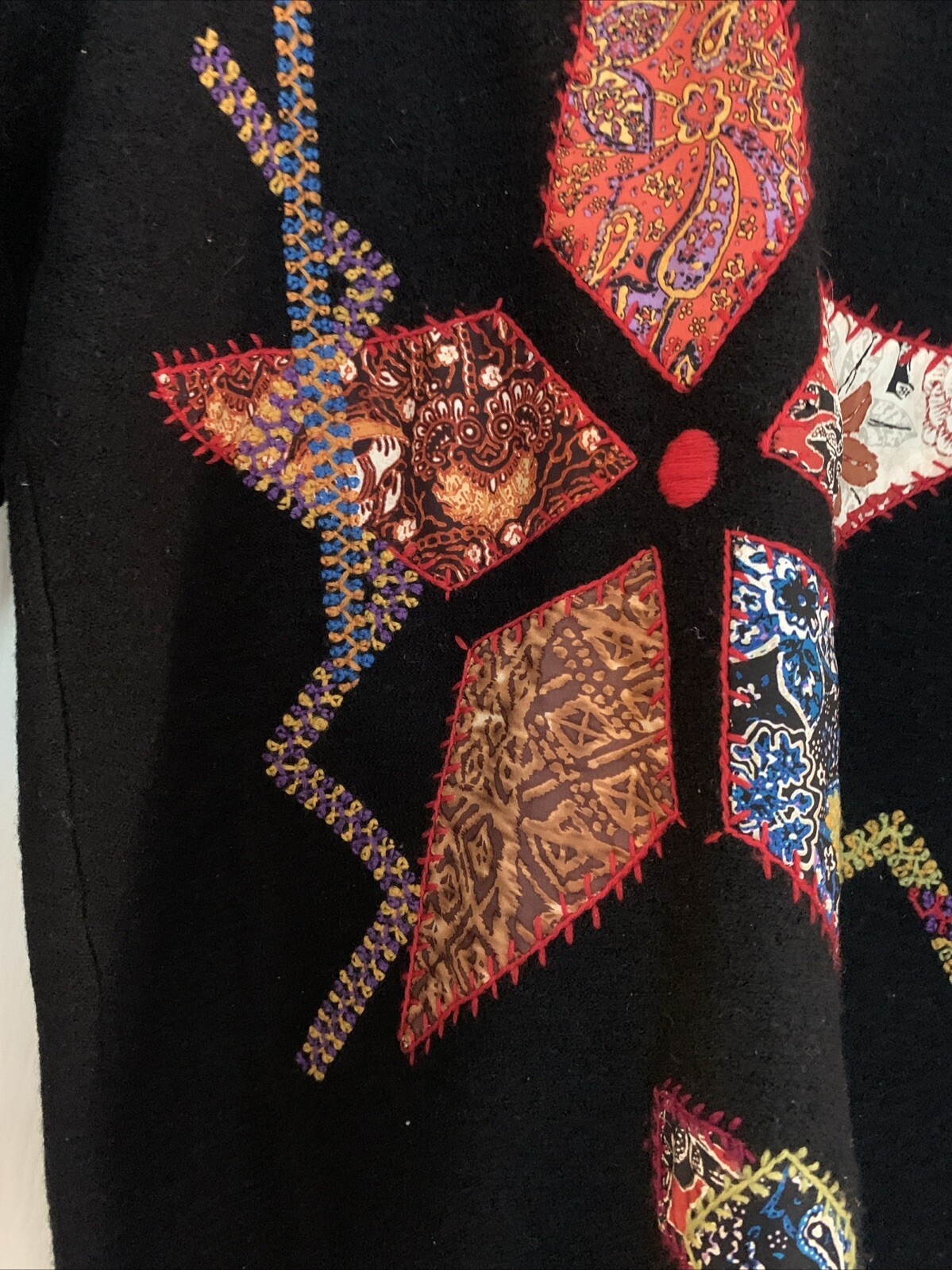 Chicos Design Wool Patchwork Embroidered Jacket S… - image 15