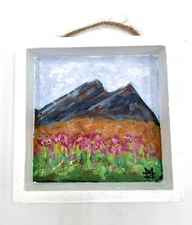 Meadow And Mountains-Acrylic Painting-Shadow Box-Original-Home Decor Art-Art