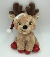 Goffa 12" Reindeer Plush Gold Eyes Sequins Stocking Cap Textured Swirled Hair 11