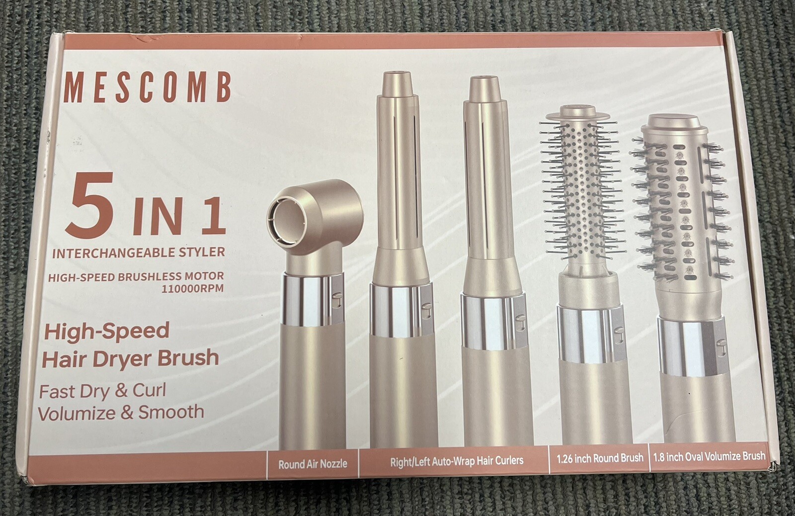 Mescomb 5-in-1 Hair Dryer Brush Set with High-Speed Brushless Motor, Diffuser