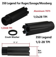 350 Legend Linear Muzzle Brake 1/2x28 TPI AL 7075 T6 For Ruger/Savage/Mossberg