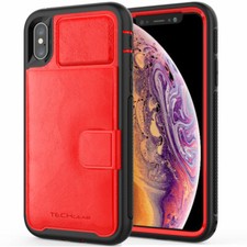 For Apple iPhone XS Max, XS, X Tough Armour Rugged Wallet Case Cover & Stand
