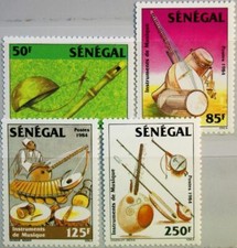 Senegal 1985 844-47 637-40 Traditional Muscial Instruments Music MNH