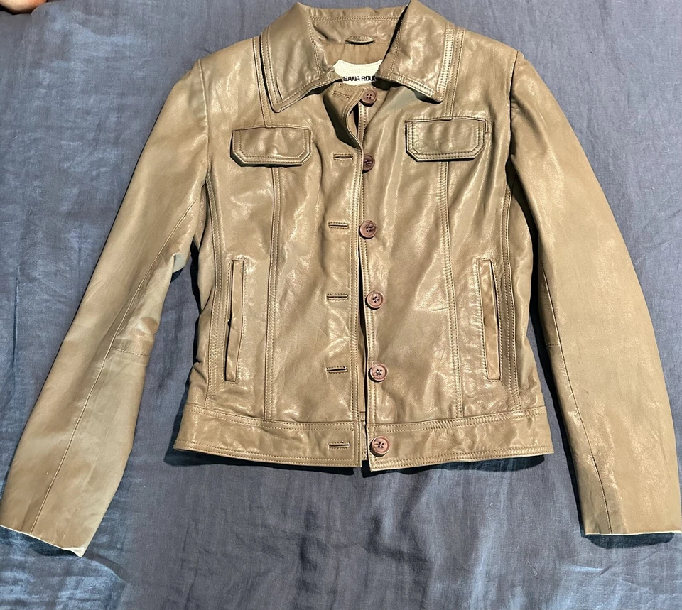 Ibana Rouge Lotus S 真皮夹克棕色口袋长袖自行车 — 第 4/4 张图片