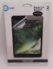 Onn Plastic Screen Protector 2017 iPad Air 1/2 9.7 in iPad Pro Pack of 2 New