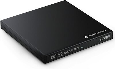 techPulse120 Extern USB 3.0 UHD 4k Blu Ray 3D MDisc BDXL BD DVD Brenner Laufwerk